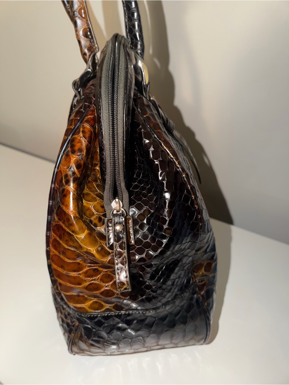 Danier Python-Embossed Leather Satchel Bag - Picture 4 of 17